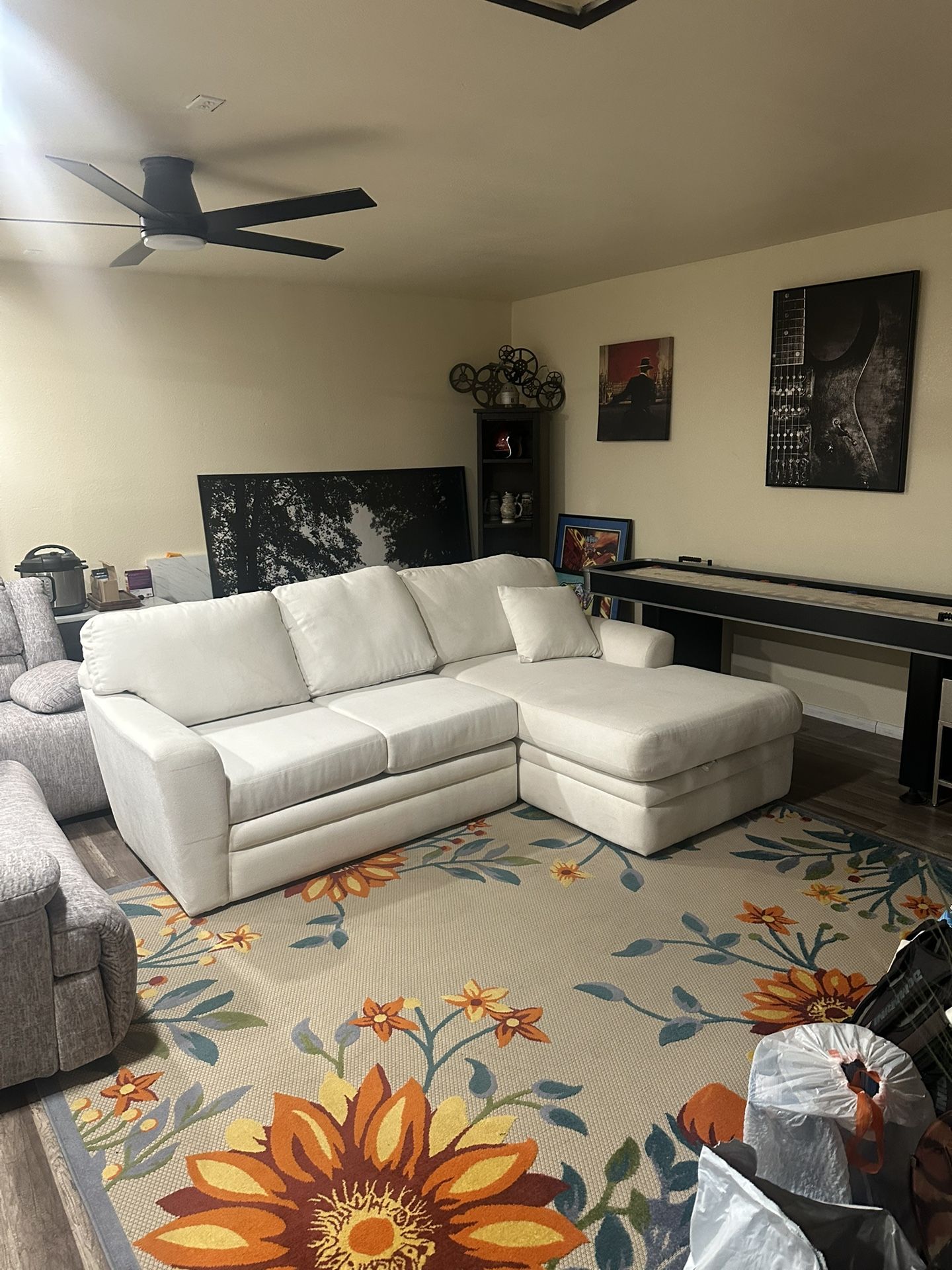 Living Spaces White Sectional Couch Set