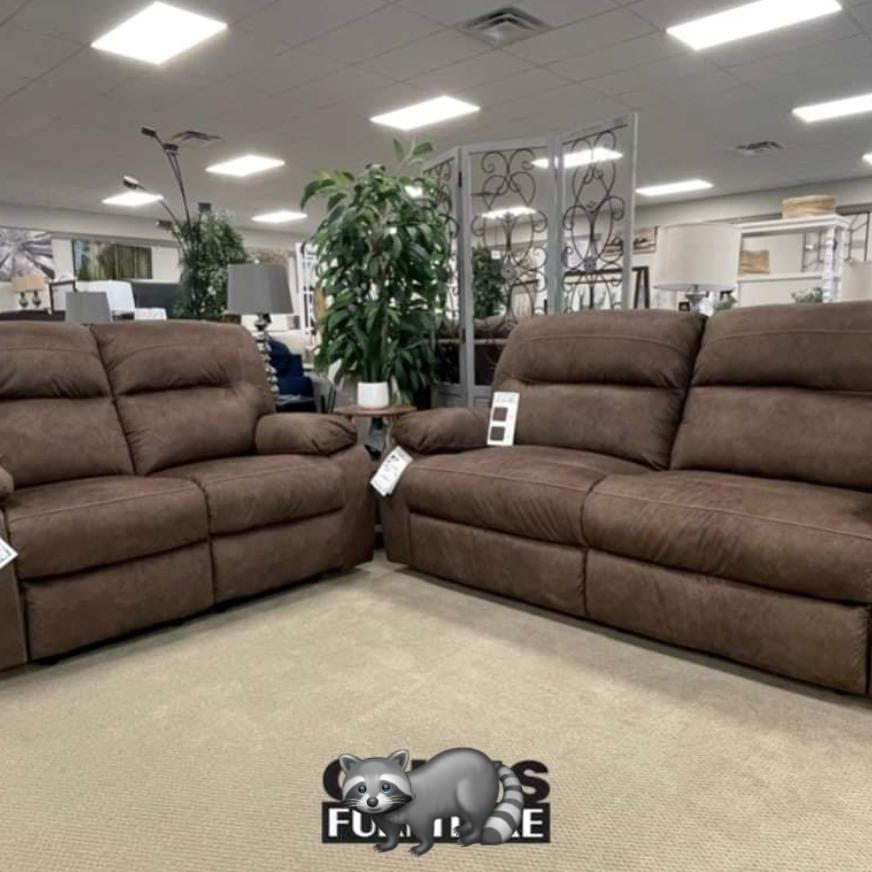 Ashley Colzano - Coffee - 2 Pc. - Reclining Sofa, Loveseat Finance and Delivery Available 
