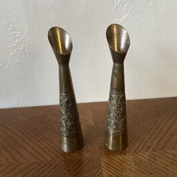 Vintage Brass Bus Vases