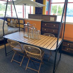New Pergola Dining Table W/ 4 Chairs 