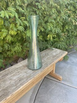 Vintage Large Swirl & Bubble Glass Carafe Style Tapered Decorative Clear Glass Vase