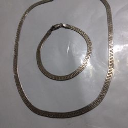 Silver Necklace And Bracelet Beautiful Two Piece Set Use