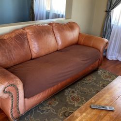 Toffee Leather Couch 