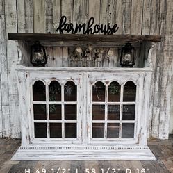 Rustic Farmhouse White Display Cabinet/shelf 