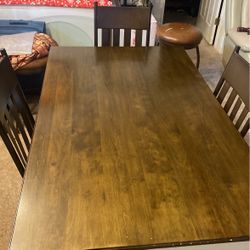 Wood Table With 3 Chairs 
