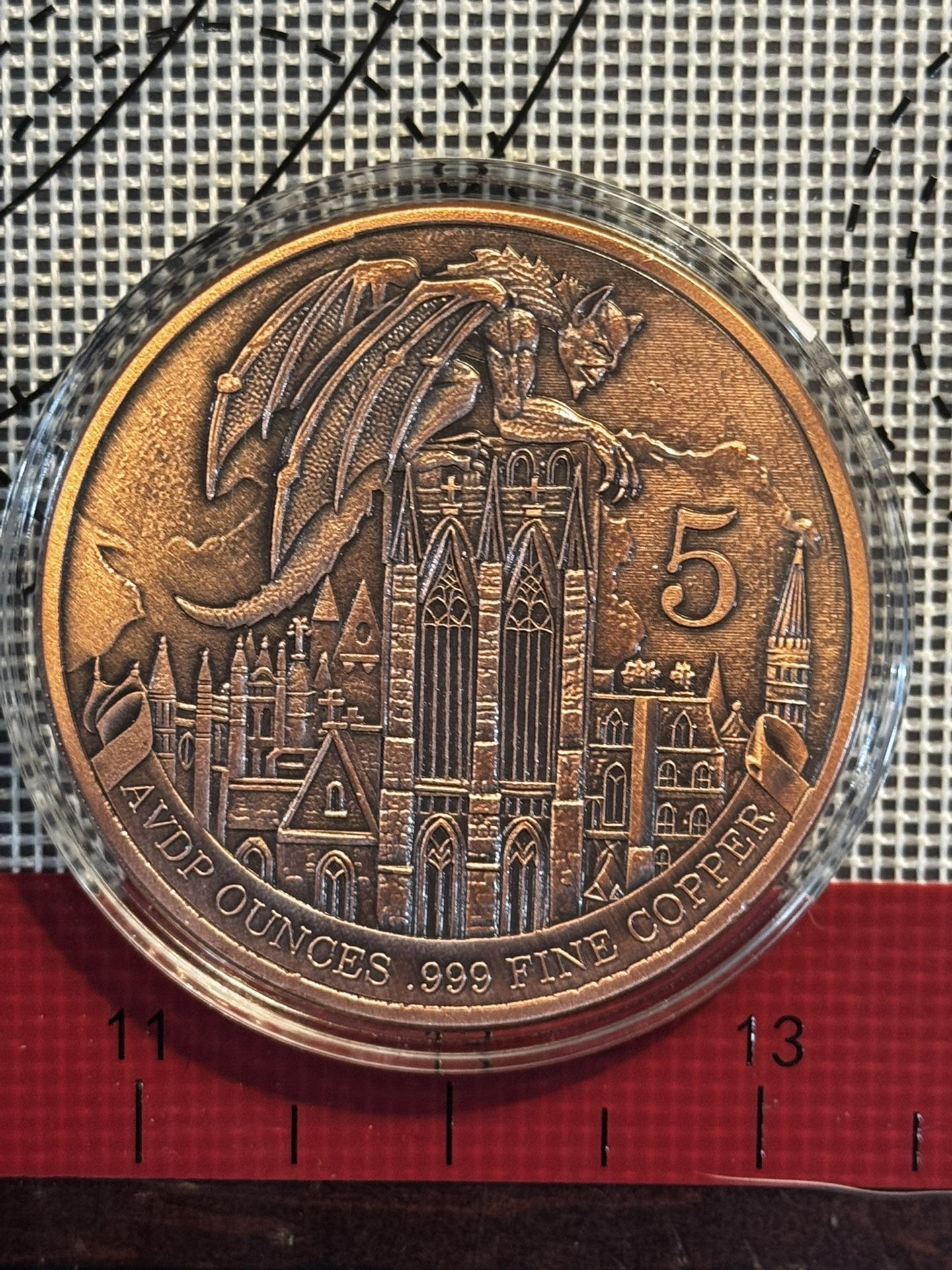 This is a .999 fine copper round. Gargoyle 