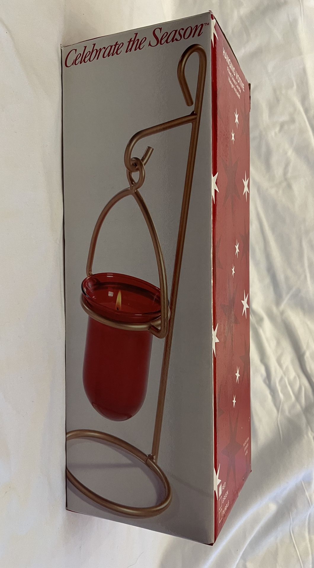 Red Hanging Votive Home Decoration On Gold Stand