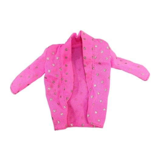 Vintage 1985 Barbie Doll Clothes Rockers Hot Pink Top Shirt Jacket Silver Dots
