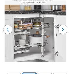 VEVOR Swing Left Blind Corner Cabinet Pull Out Organizer for 36 inch Width Blind Cabinet 2 Tier Height Adjustable Swing Tray Soft Close Kitchen Cloud 