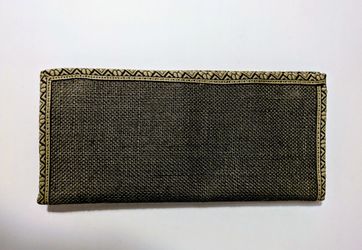 Clutch Canvas Gray Tan 10" Length 5" Width TTK Brand