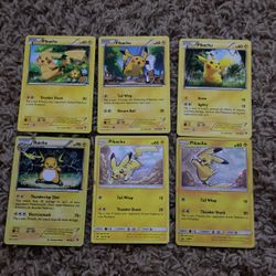 Set Of 6 Pikachu Pokémon Cards