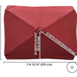 10' X 6.5' Replacement Cover For Patio Umbrella Red