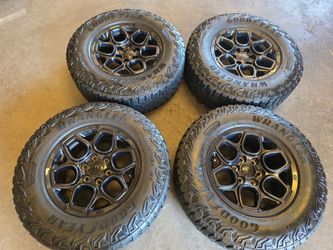 18 Chevy Silverado ZR2 AEV Bison Factory OEM Black Wheels with LT 275/70/18 GOODYEAR WRANGLER SALE