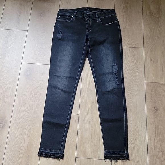 FIDELITY MILA MID RISE ANKLE SUMJEANS 28 CARBON BLACK WASH ANKLE FRAY