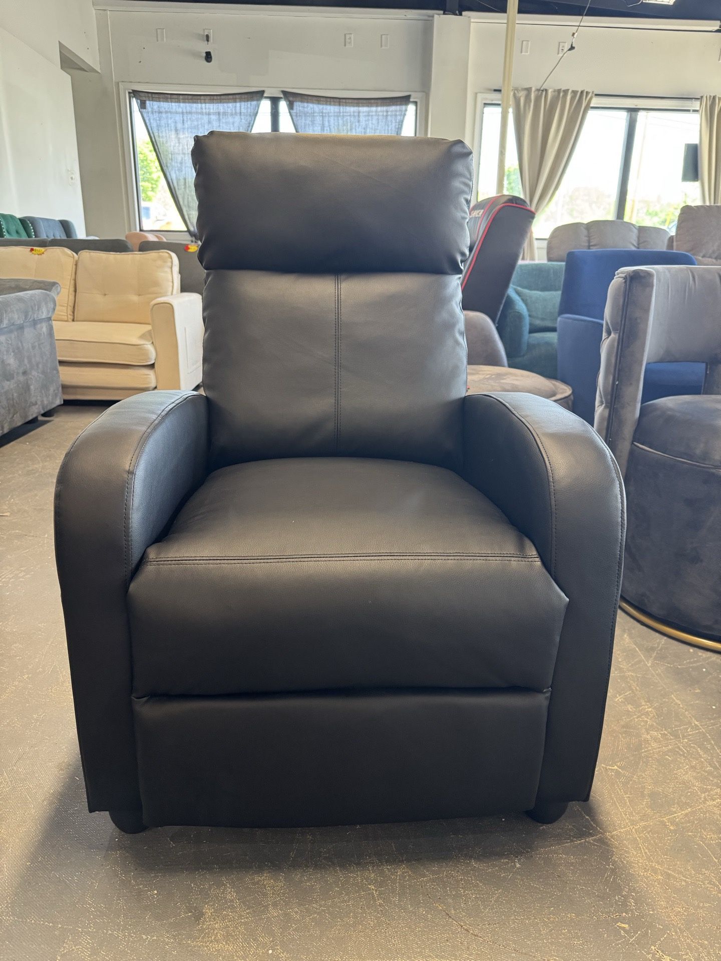 Brand new Living Room Chaise Lounge Modern Recliner, Single Sofa Reading Chair PU Leather Home Theater Seat Adjustable Armchair with Thick Seat and Ba