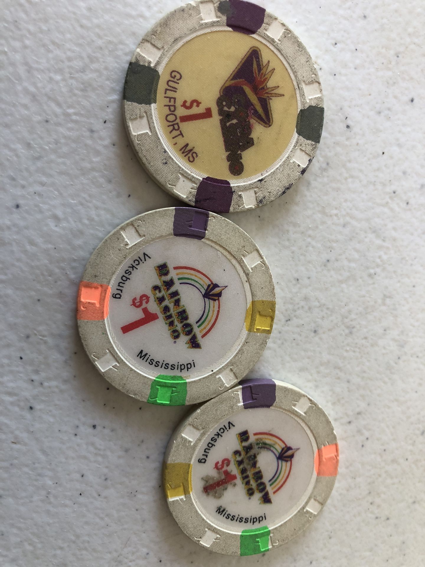Former Casino Chips And Tokens From Mississippi And Louisiana Casinos
