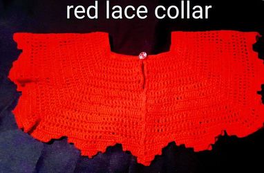 Red lace hand crochet collar