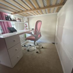 Full Size Loft Bed With Desk And Wardrobe 