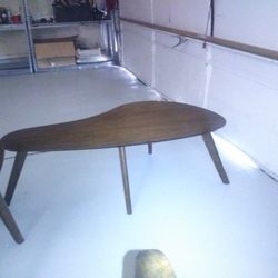 solid oak tear drop coffee / cocktail table and an end table with rounded edges