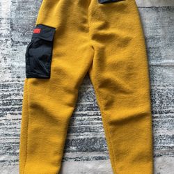 Jordan Men's Yellow Fleece Sweatpants Zip Pocket Tapered Leg Large