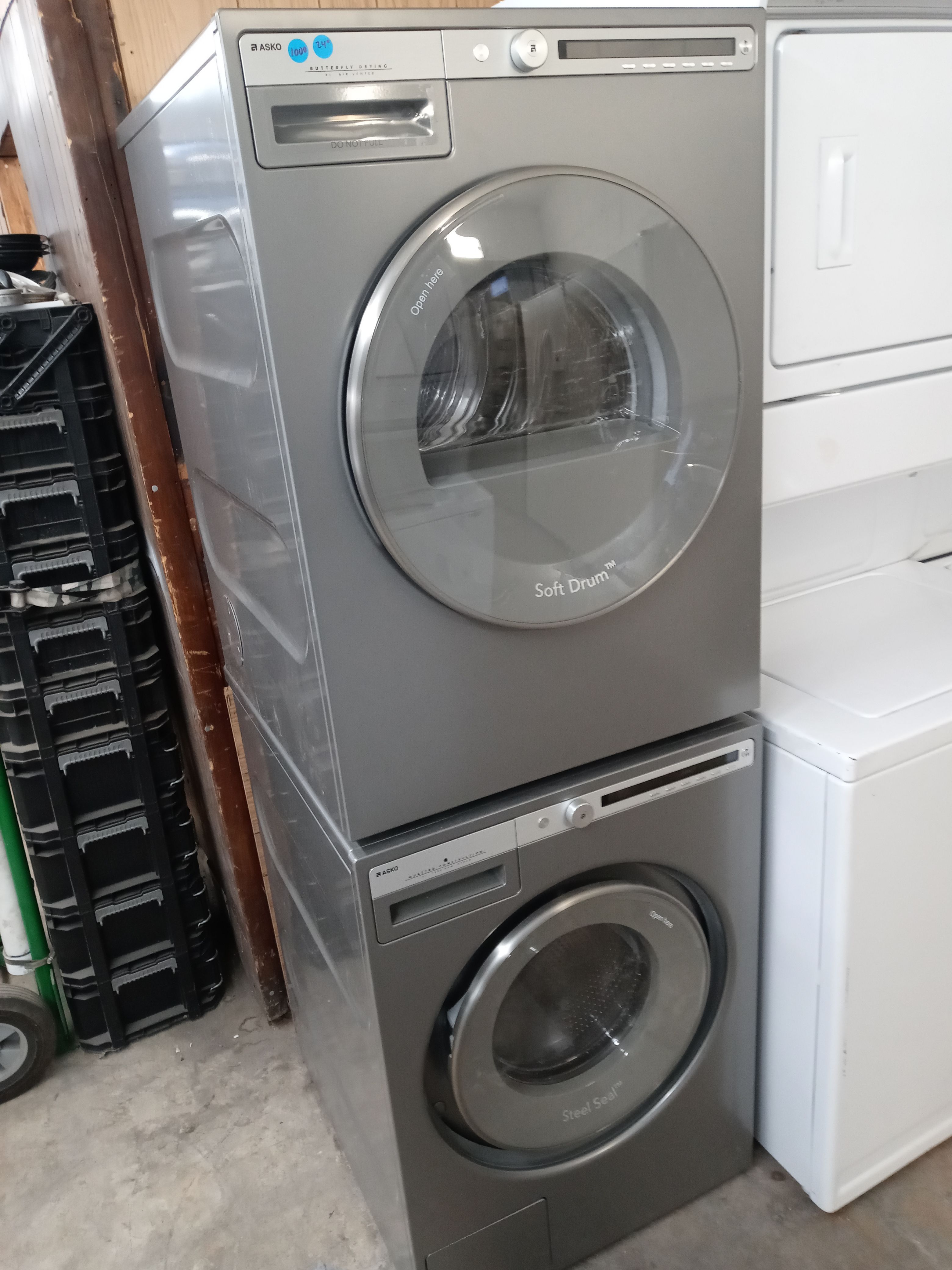 Asko 24" light gray stackable front load washer and dryer set - Free delivery