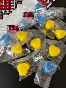 Handmade  patriotic soap hearts.
