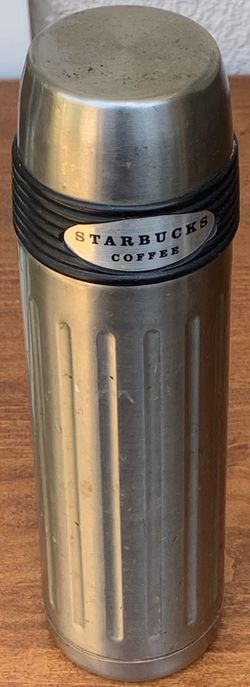 Silver Starbucks Tea / Coffee Canister Thermos 16 Oz