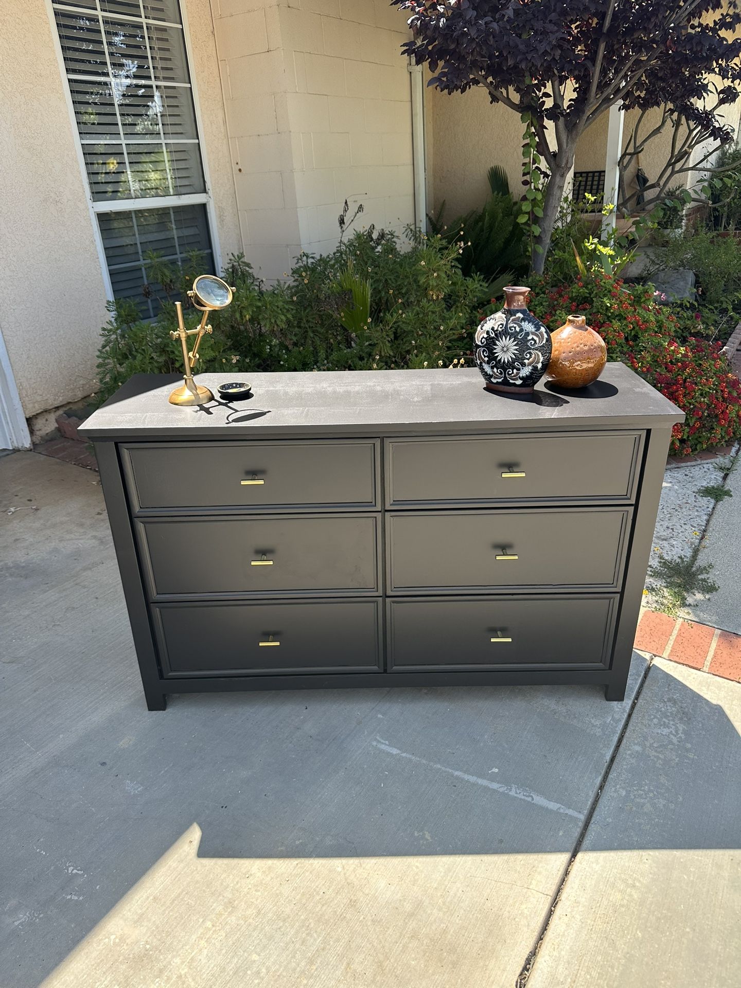 Black Dresser With New Gold Knobs