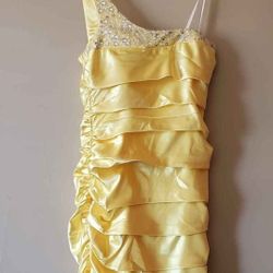 Juniors Size 3 Jodi Kristopher One Shoulder Yellow Dress 