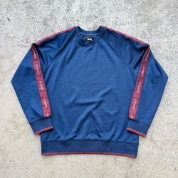 STUSSY Taped Track Crewneck Navy Blue Sweatshirt Men’s Sz Small