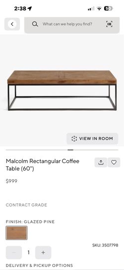 Pottery Barn Malcom Coffee Table BRAND NEW
