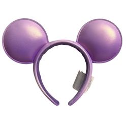 Disney Parks Mickey Mouse Lavender Faux Leather Ears Bow-less Headband Shimmers