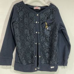 Girl’s Navy Blue Lace Front Cardigan, 6-7 yrs.