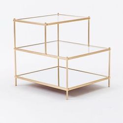 West Elm Terrace side table nightstand glass brass and mirror