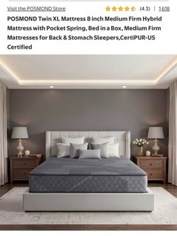 POSMOND Twin XL 8-Inch Hybrid Mattress