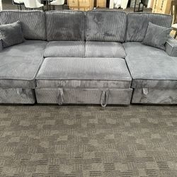 Gray Comfy Sleeper And Storage Sectional 