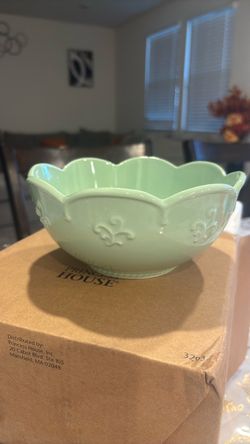 Princess House Ceramic Bowl Mint Green