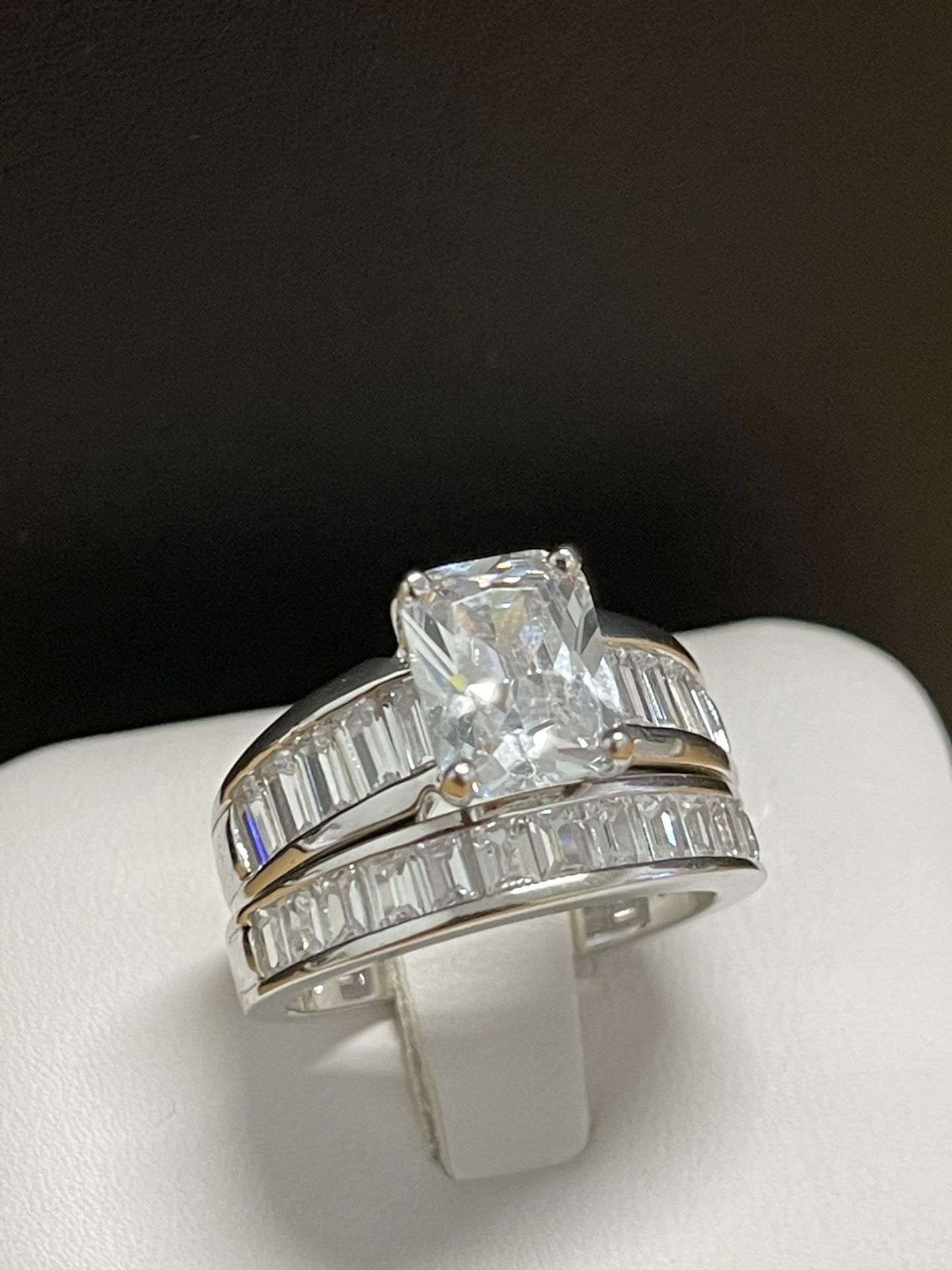 Women Engagement Wedding Ring Set .925 Sterling Silver Size 5.6.11