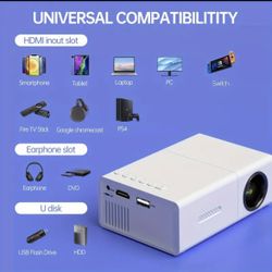 New In Box Q1 600Lumen Home Theater Mini Video Projector,1080P Supported,Portable HD Movie Projector,Compatible With USB,AV,Suitable For Outdoor Campi