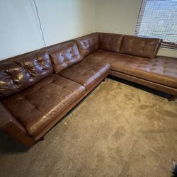 Joy bird Brown Leather Sectional