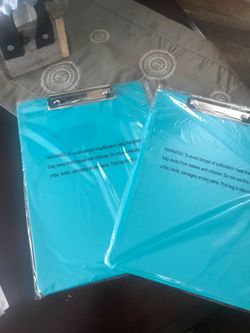 Set of 2 clipboards new in plastic aqua