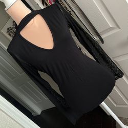 Mesh Sleeve Choker Shirt