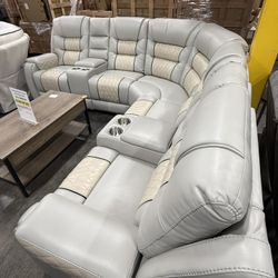 Grey And Beige Living Room Sectional 