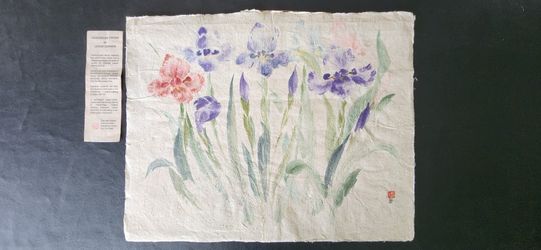 Irises on handmade paper