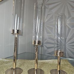 Elegant Metal Candles Holder Glass