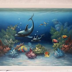 Hand-Painted Oil Painting Wooden Frame 17” x 13”