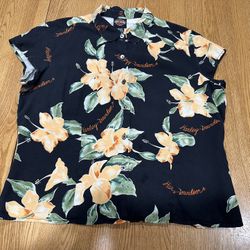 Harley-Davidson Women’s Silk Hawaiian Shirt – XL – Tori Richard – Floral Print