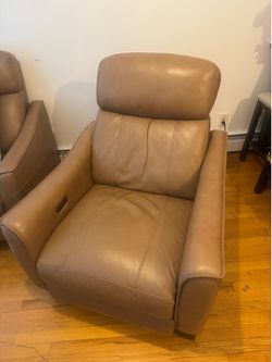 Leather power recliner with head rest