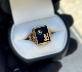 Jewelry 10k solid yellow gold onyx stone natural diamonds 2.01CTW ring size 11.00