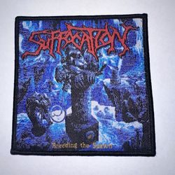 SUFFOCATION, BREEDING THE SPAWN, SEW ON BLACK BORDER WOVEN PATCH